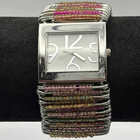 Y2K Tan & Purple Beaded Watch - Picture 1 of 4